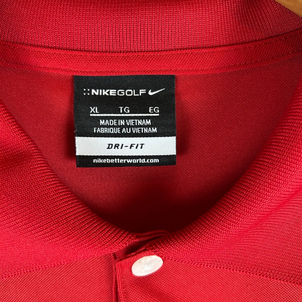 Nike Golf Dri-FIT Men's Red Polo Shirt Short Sleeve Performance XL - Picture 3 of 10